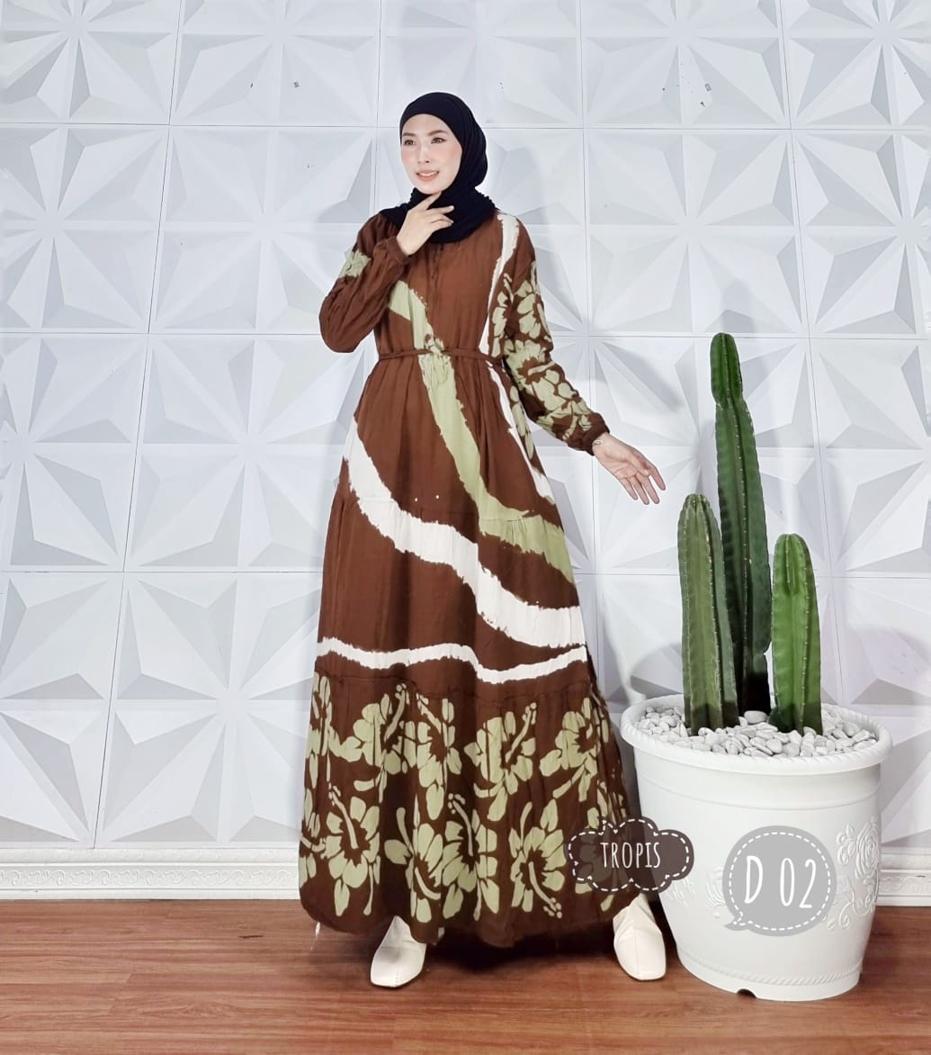 Baju Gamis Rayon Batik Abstrak Modern Grosir Seri Warna (isi 5)