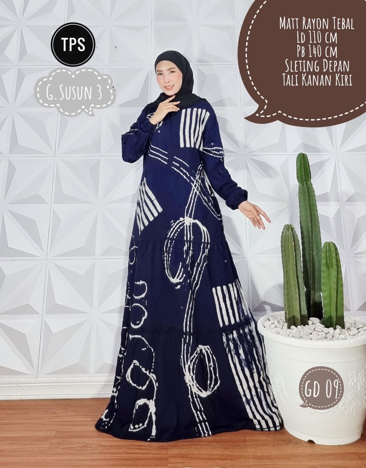Baju Gamis Rayon Batik Abstrak Modern Grosir Seri Warna (isi 5)