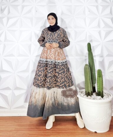 Baju Gamis Rayon Batik Abstrak Modern Grosir Seri Warna (isi 5)