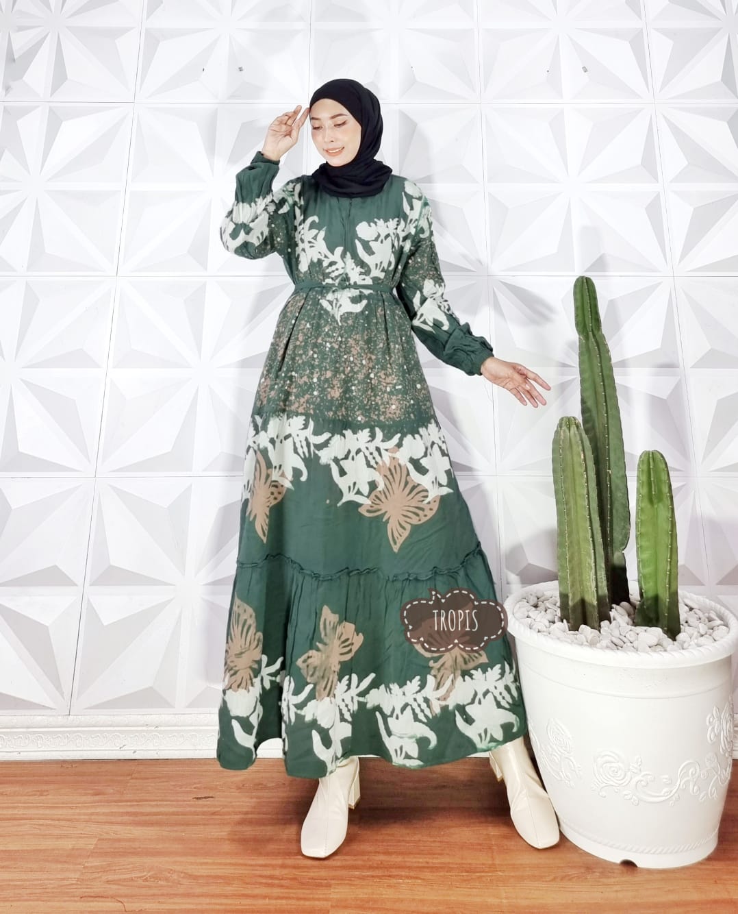 Baju Gamis Rayon Batik Abstrak Modern Grosir Seri Warna (isi 5)