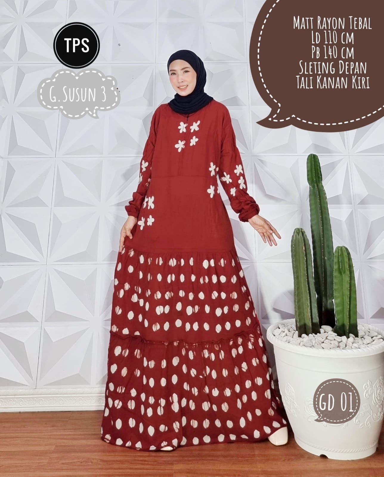 Baju Gamis Rayon Batik Abstrak Modern Grosir Seri Warna (isi 5)