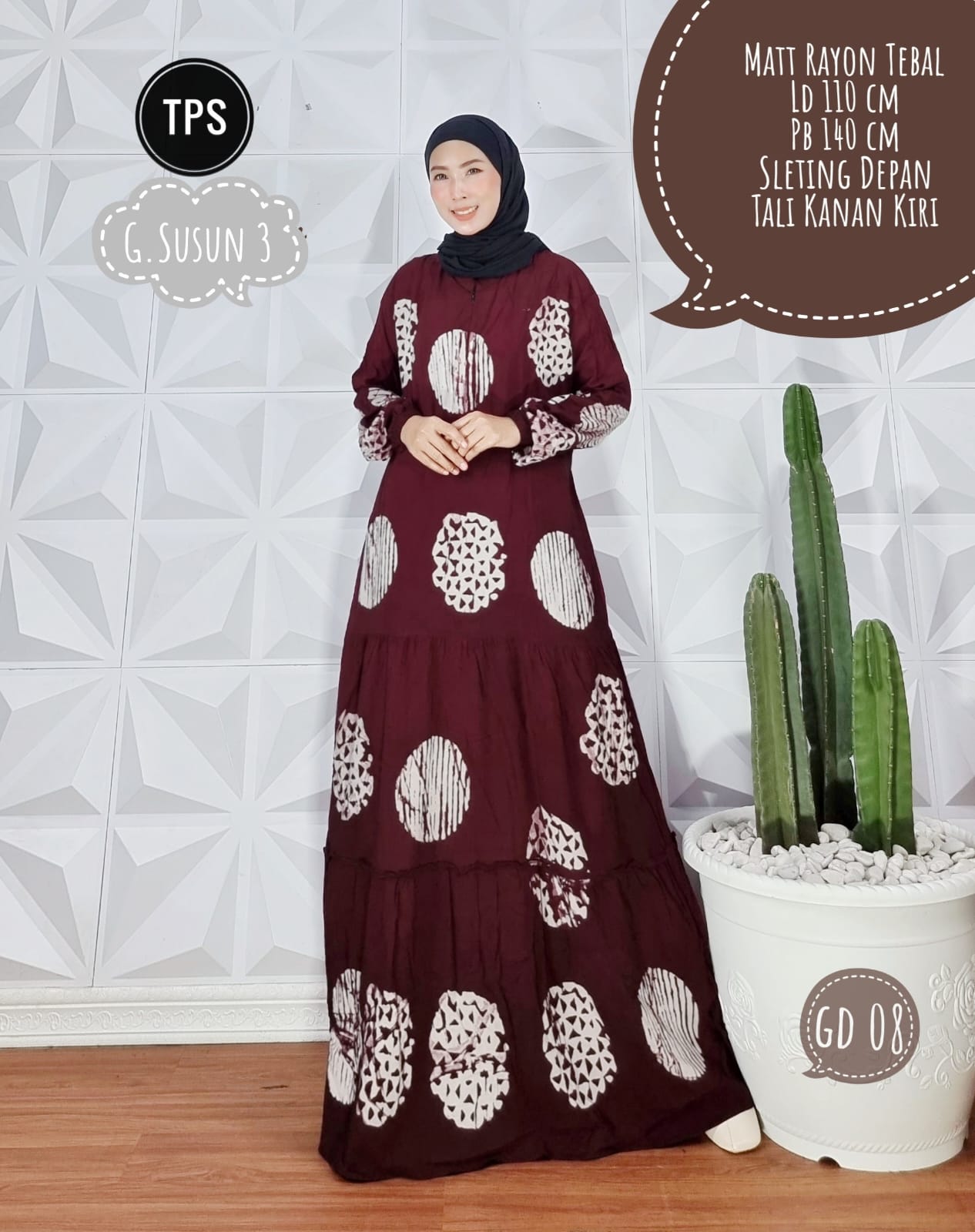 Baju Gamis Rayon Batik Abstrak Modern Grosir Seri Warna (isi 5)