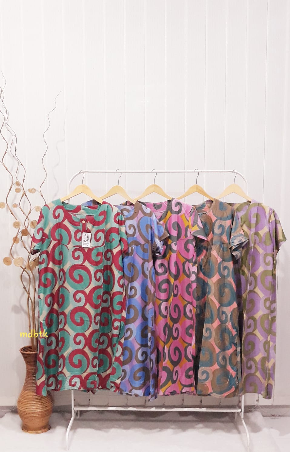 Baju Tidur Daster Batik Semi Payung Lengan Pendek Warna Lengkap Harga Grosir (isi 5)