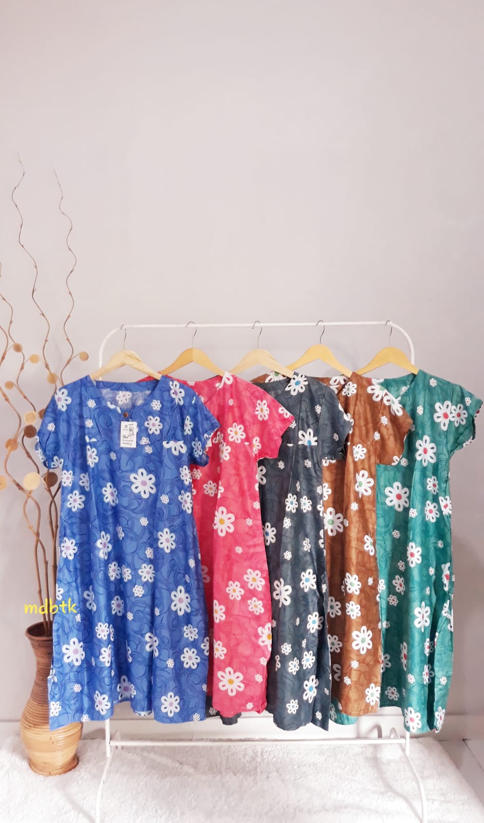 Baju Tidur Daster Batik Semi Payung Lengan Pendek Warna Lengkap Harga Grosir (isi 5)