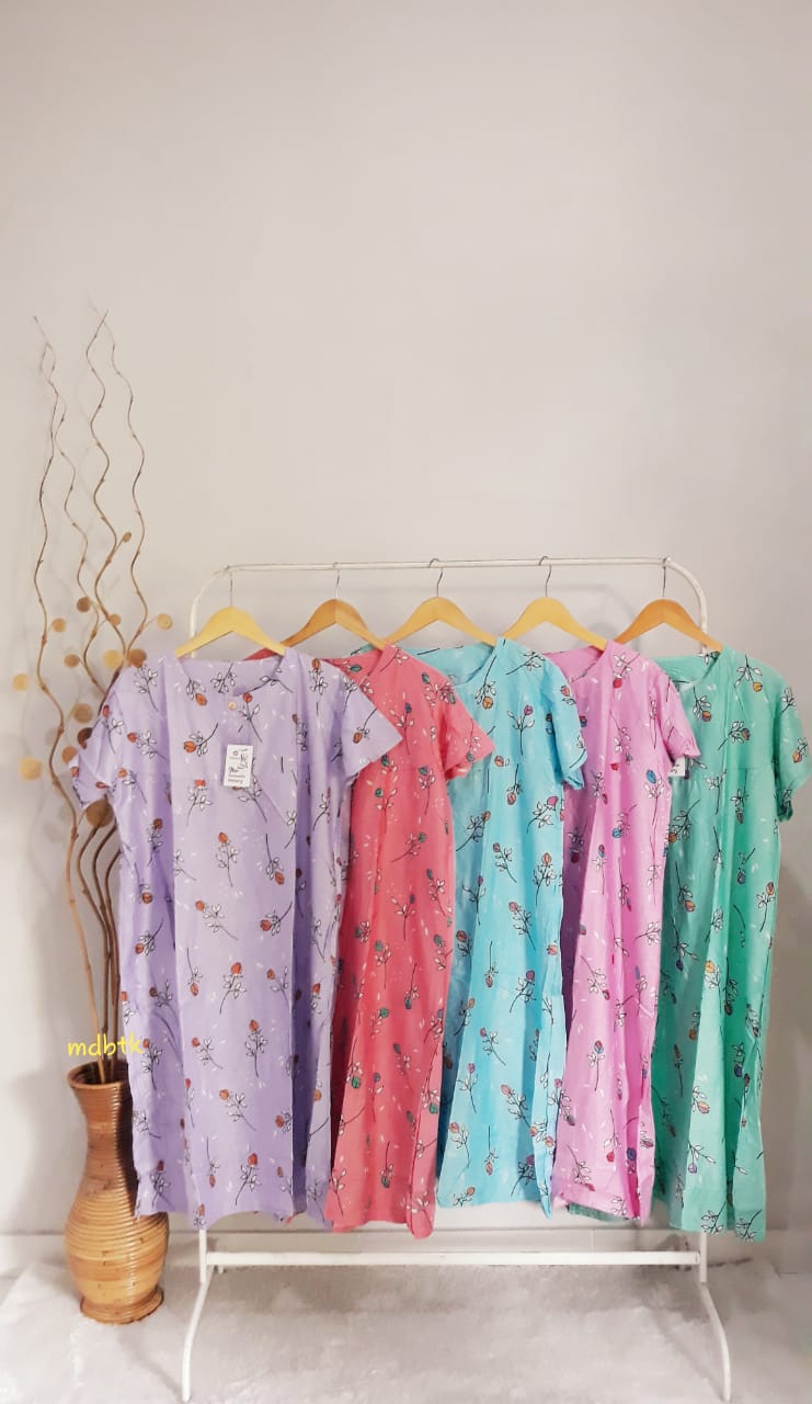 Baju Tidur Daster Batik Semi Payung Lengan Pendek Warna Lengkap Harga Grosir (isi 5)