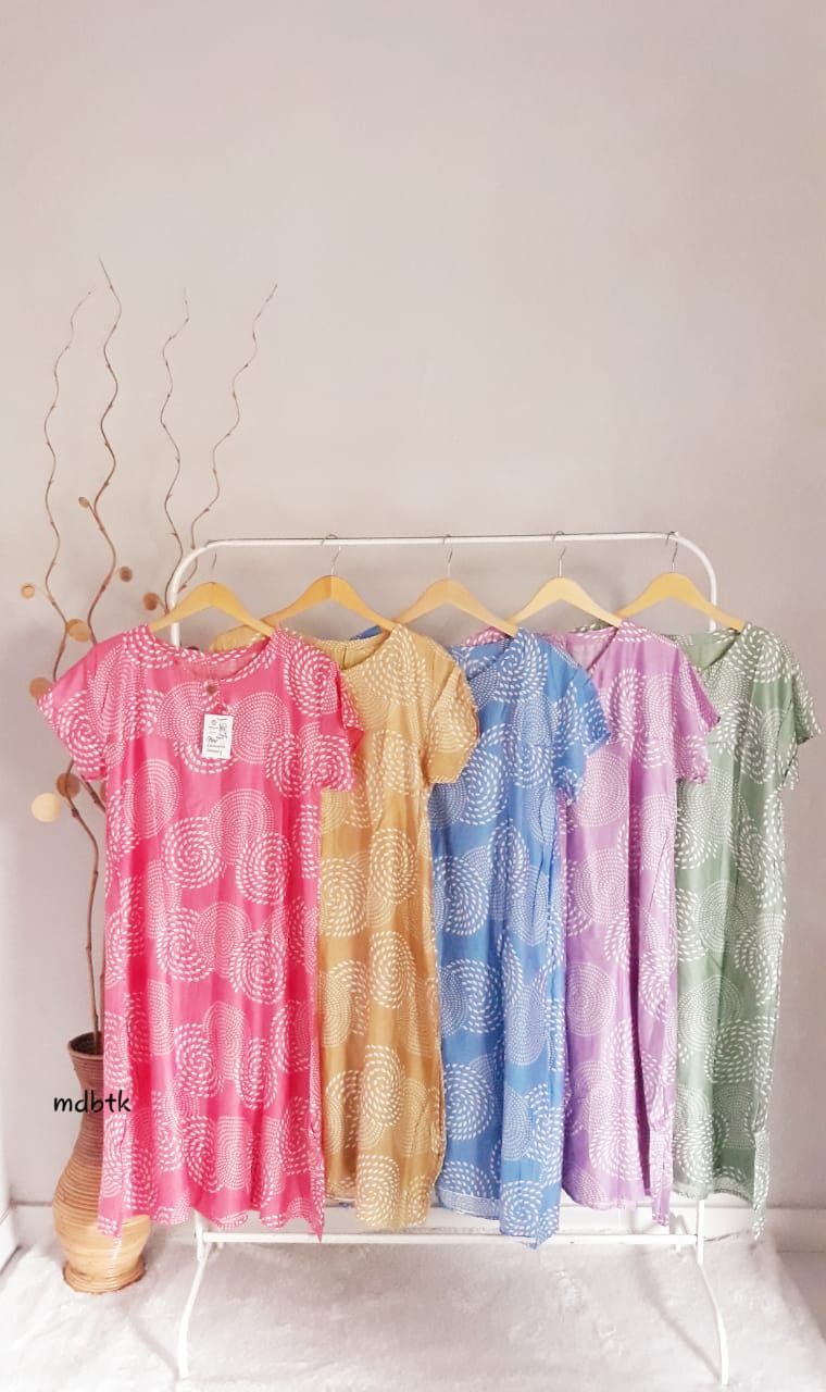 Baju Tidur Daster Batik Semi Payung Lengan Pendek Warna Lengkap Harga Grosir (isi 5)