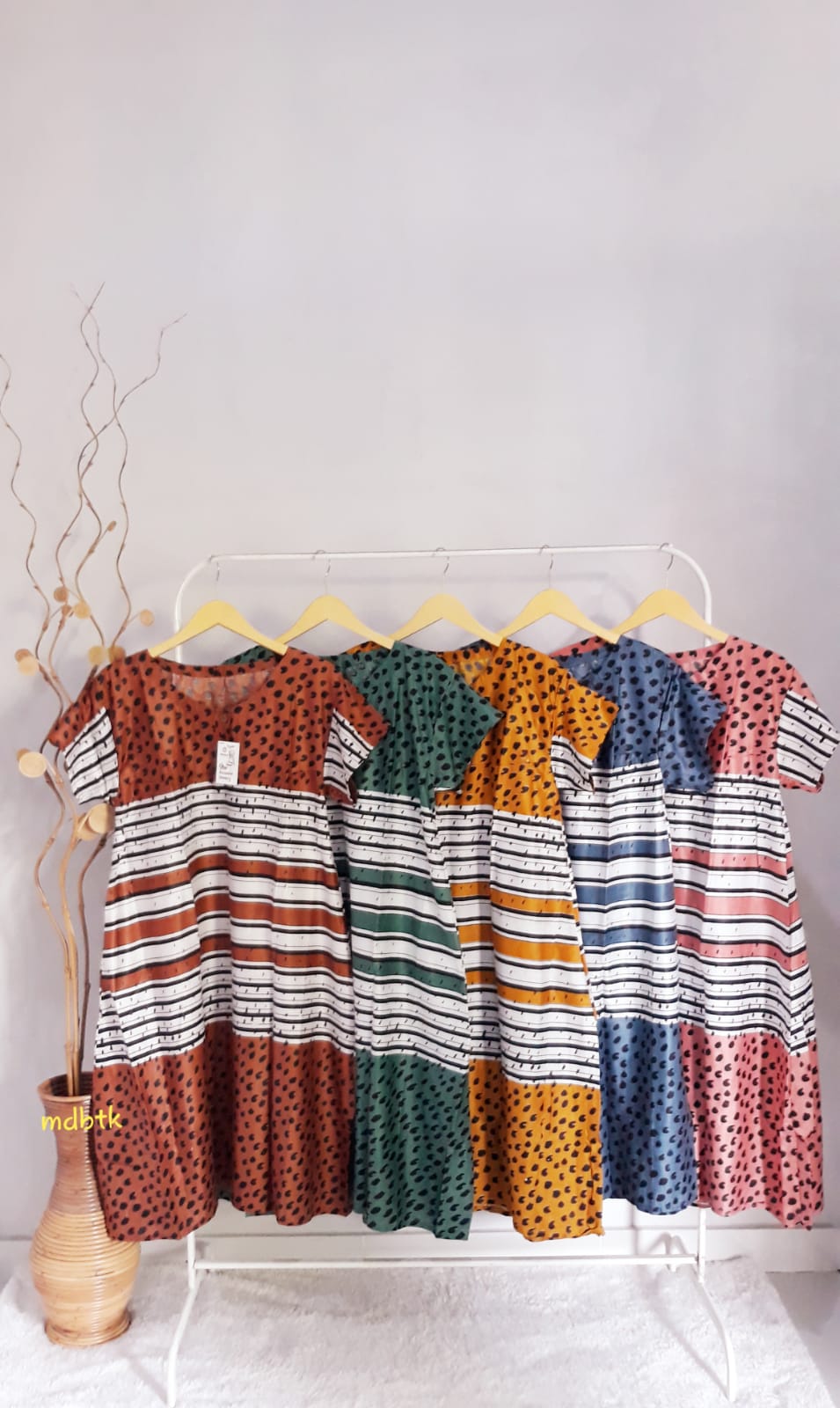 Baju Tidur Daster Batik Semi Payung Lengan Pendek Warna Lengkap Harga Grosir (isi 5)