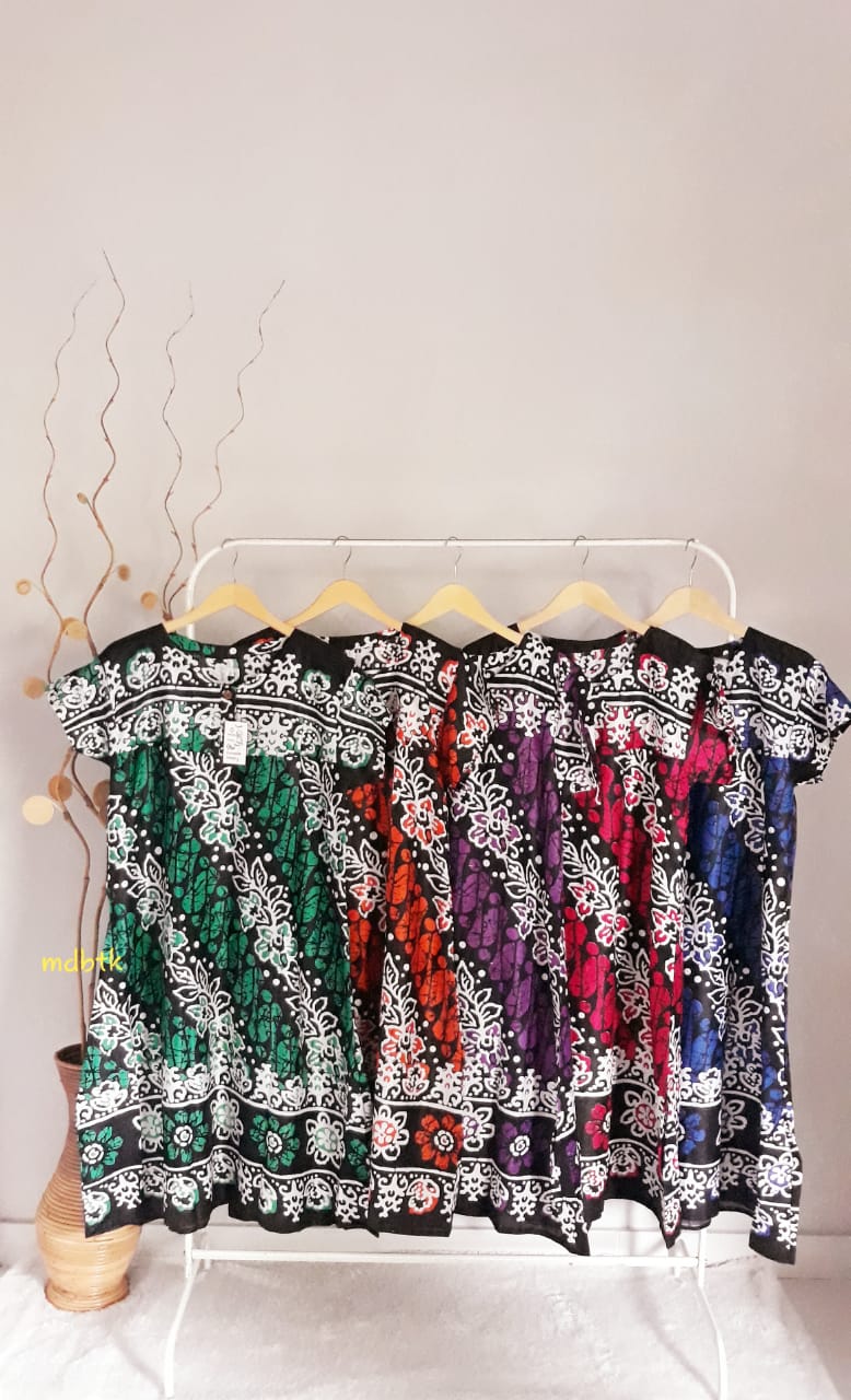 Baju Tidur Daster Batik Semi Payung Lengan Pendek Warna Lengkap Harga Grosir (isi 5)