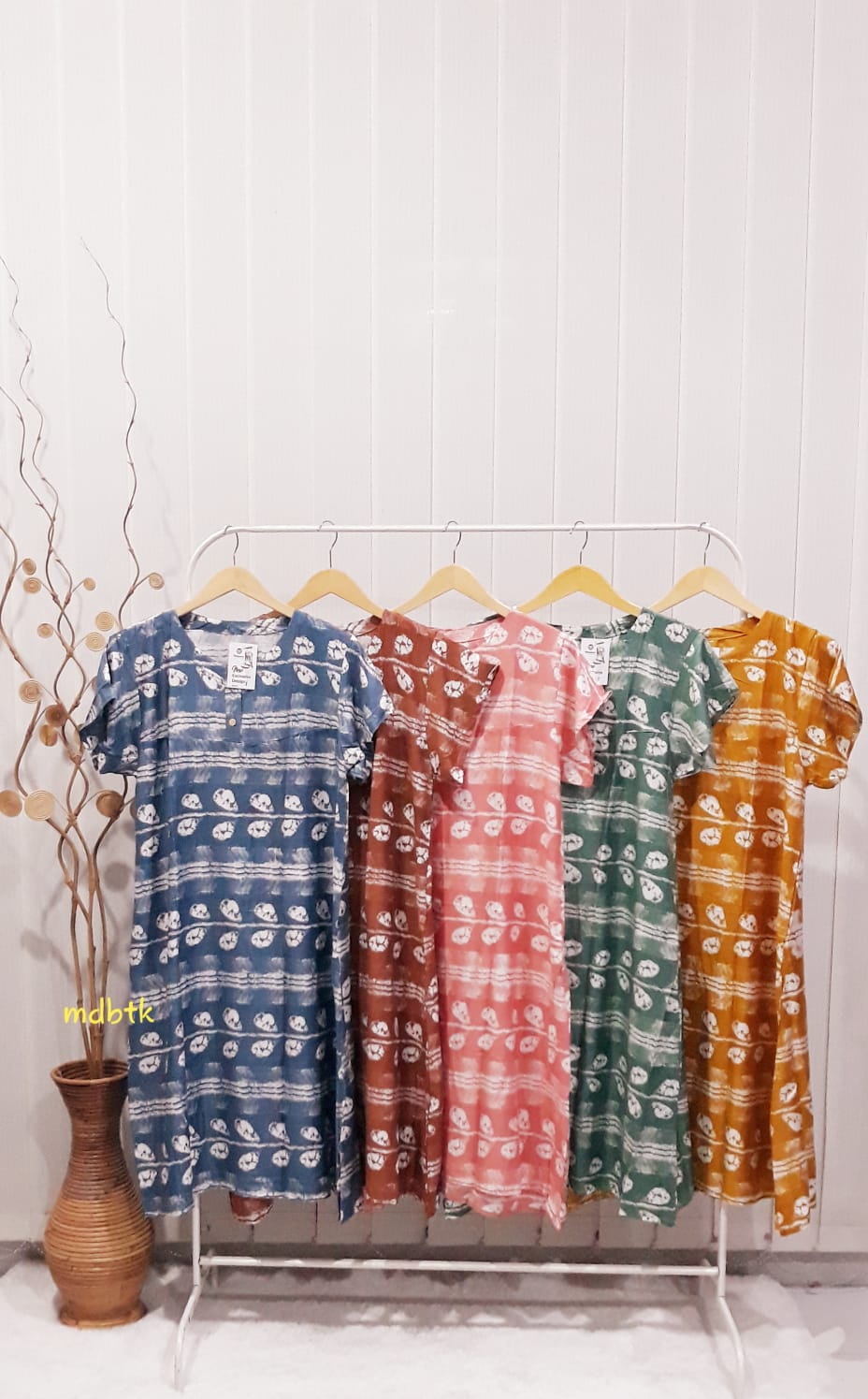 Baju Tidur Daster Batik Semi Payung Lengan Pendek Warna Lengkap Harga Grosir (isi 5)