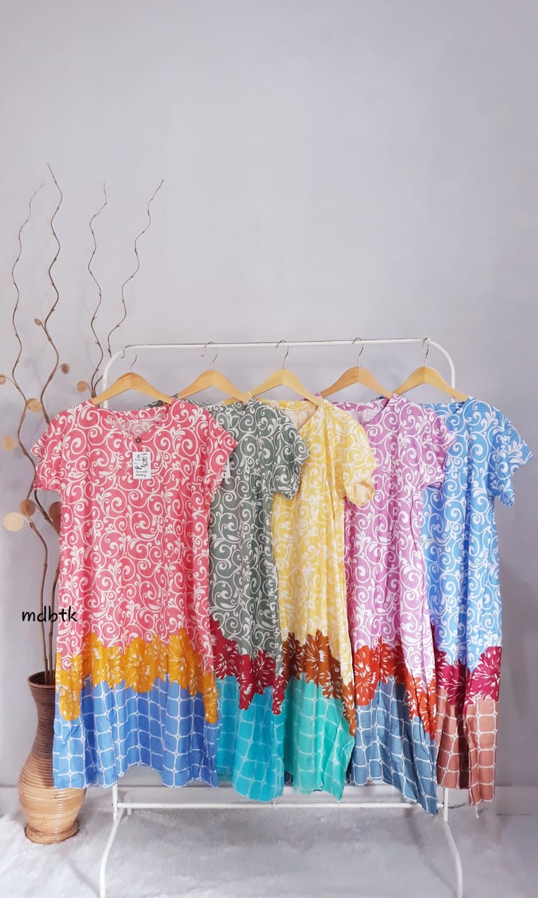 Baju Tidur Daster Batik Semi Payung Lengan Pendek Warna Lengkap Harga Grosir (isi 5)