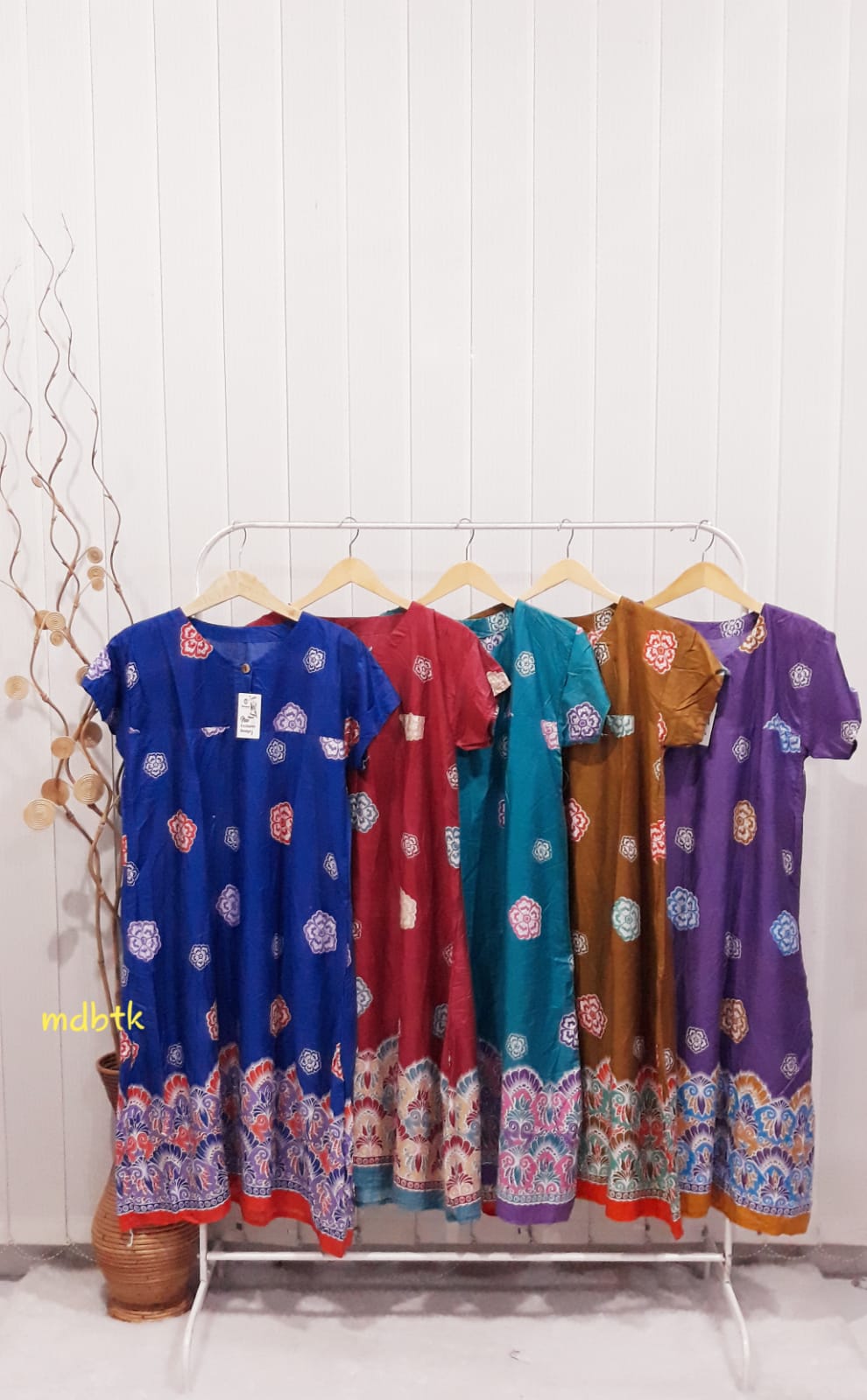 Baju Tidur Daster Batik Semi Payung Lengan Pendek Warna Lengkap Harga Grosir (isi 5)