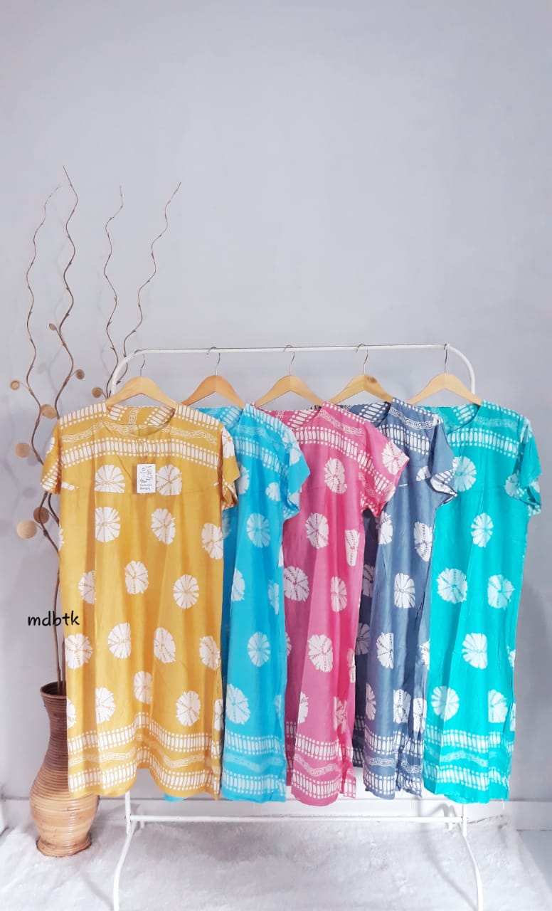 Baju Tidur Daster Batik Semi Payung Lengan Pendek Warna Lengkap Harga Grosir (isi 5)