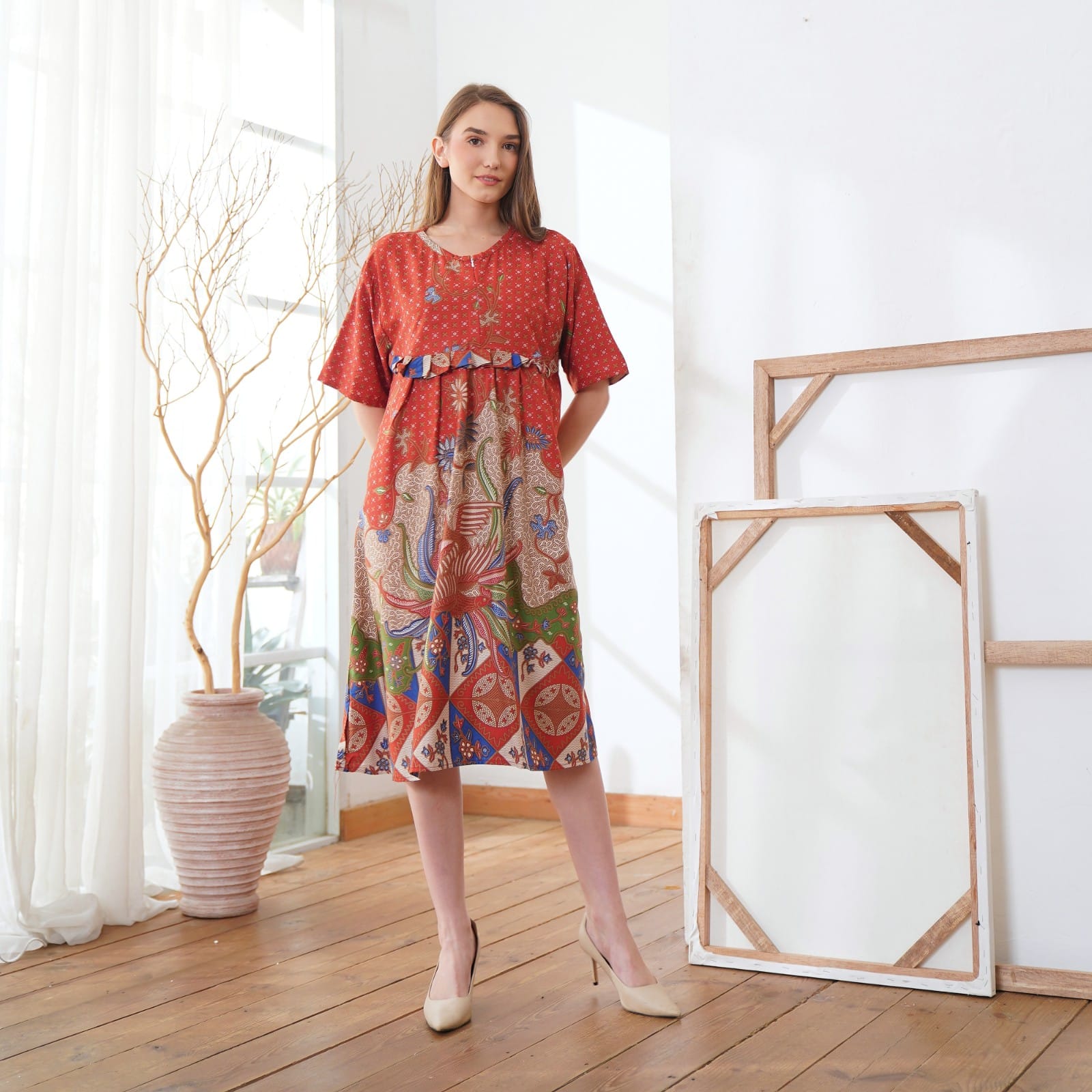 Baju Tidur Daster Payung Semerbak Batik Lengan Pendek Bahan Rayon Adem Grosir Warna (isi 5)