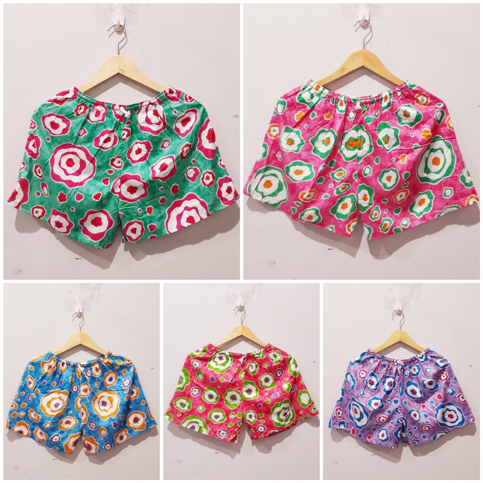 Celana Pendek Batik Hotpants Wanita Adem Murah Grosir Seri Warna (isi 10)