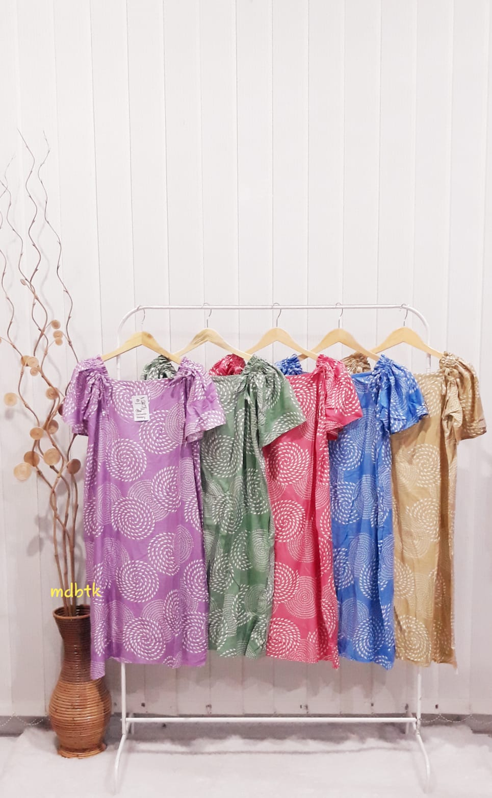 Daster Serut Lengan Pendek Bahan Santung Rayon Adem Grosir Warna Seri (isi 5)