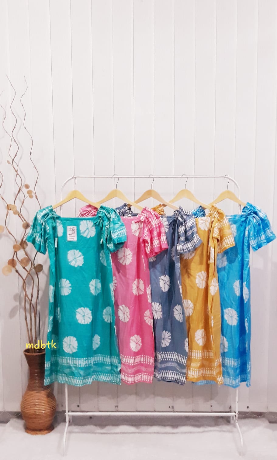 Daster Serut Lengan Pendek Bahan Santung Rayon Adem Grosir Warna Seri (isi 5)