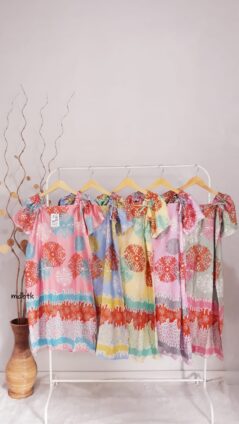 Daster Serut Lengan Pendek Bahan Santung Rayon Adem Grosir Warna Seri (isi 5)