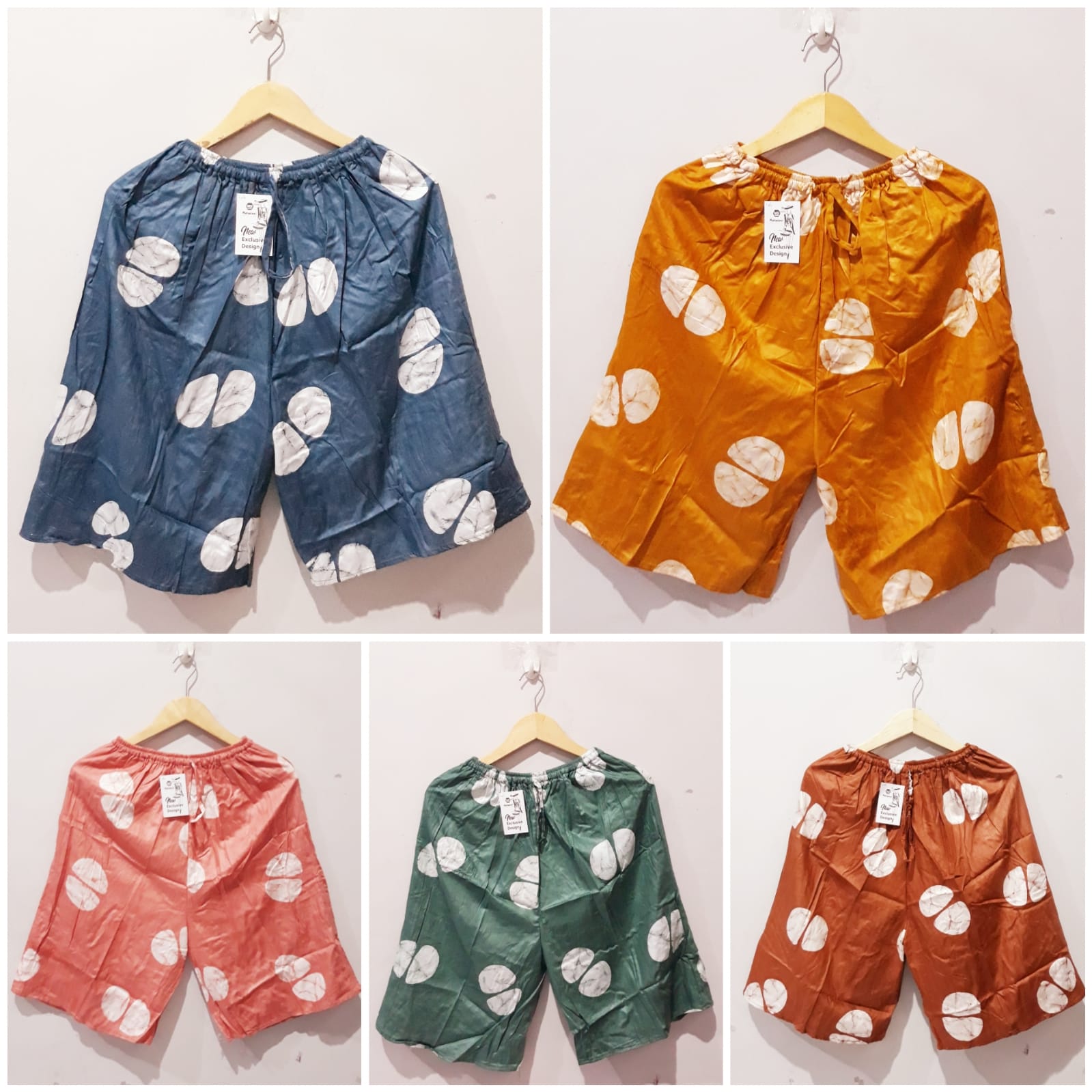 Grosir Celana 3/4 Batik Bahan Santung Rayon – Motif Macan Loreng Jumputan Parang (isi 5)