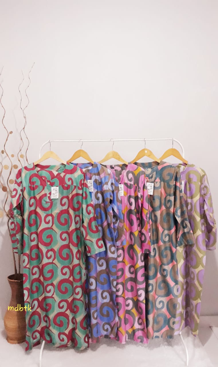Grosir Longdress Batik Santung Rayon Motif Banyak Warna-Warni Bisa Pilih (isi 5)