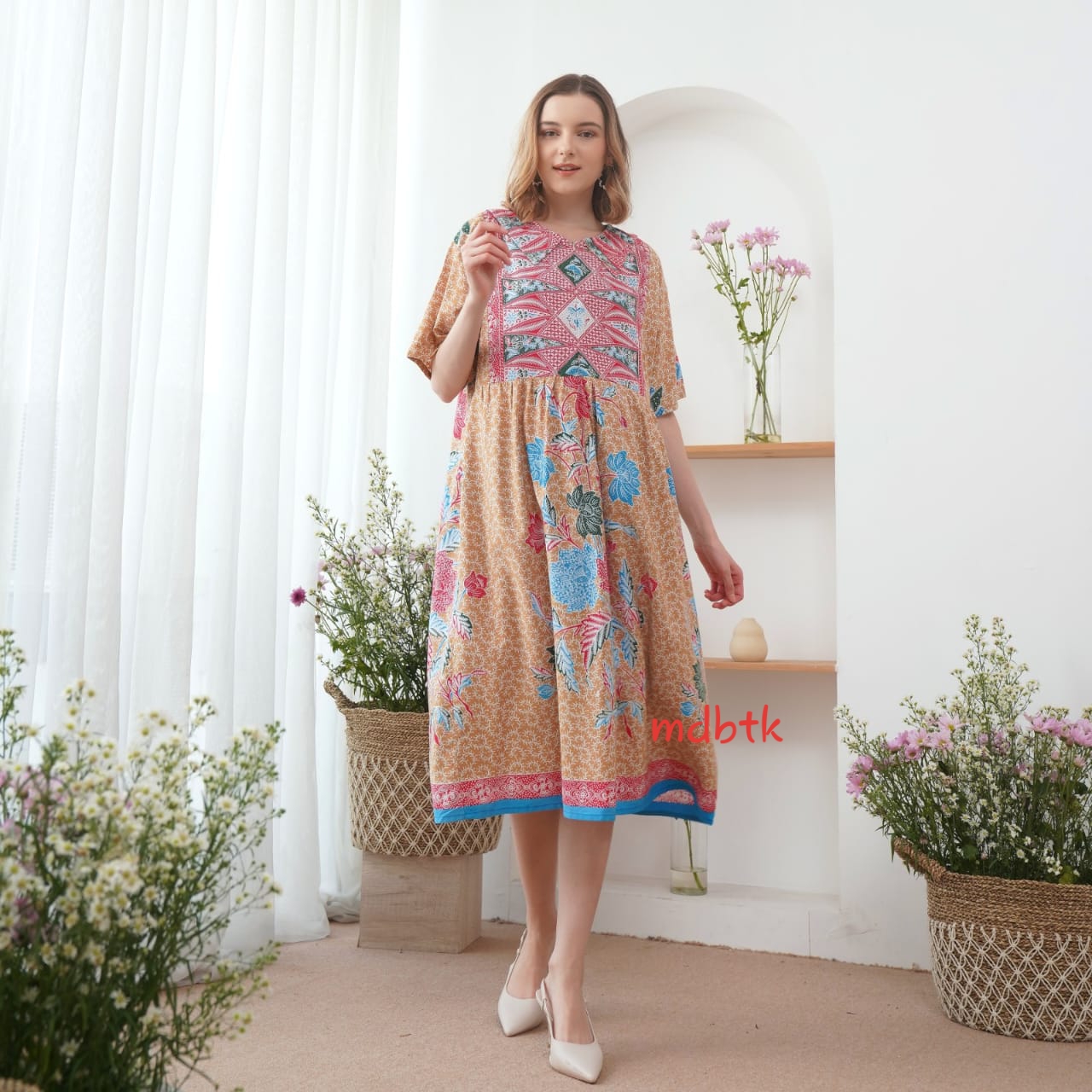 Home Dress Batik Sackdress Wanita Modern Bahan Rayon Nyaman Grosir Seri (isi 5)