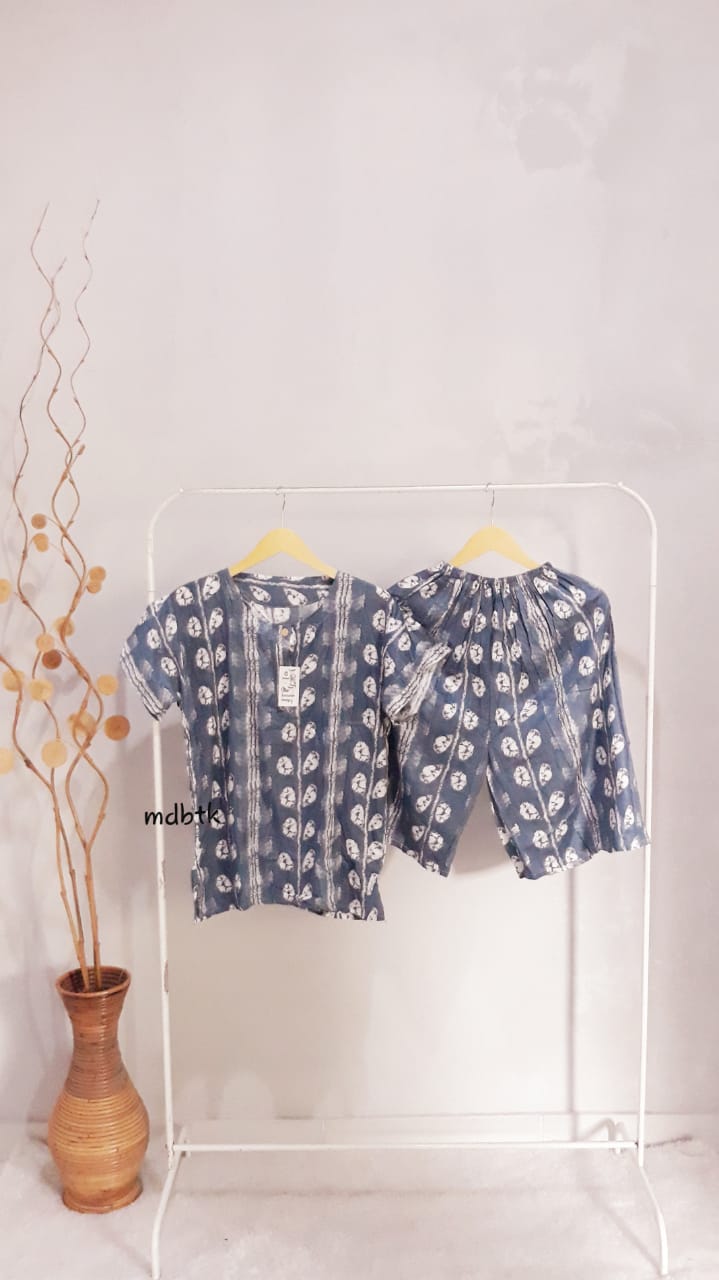 Setelan Batik Celana Pendek Baju Tidur Adem Bahan Rayon Grosir Seri Warna (isi 5)