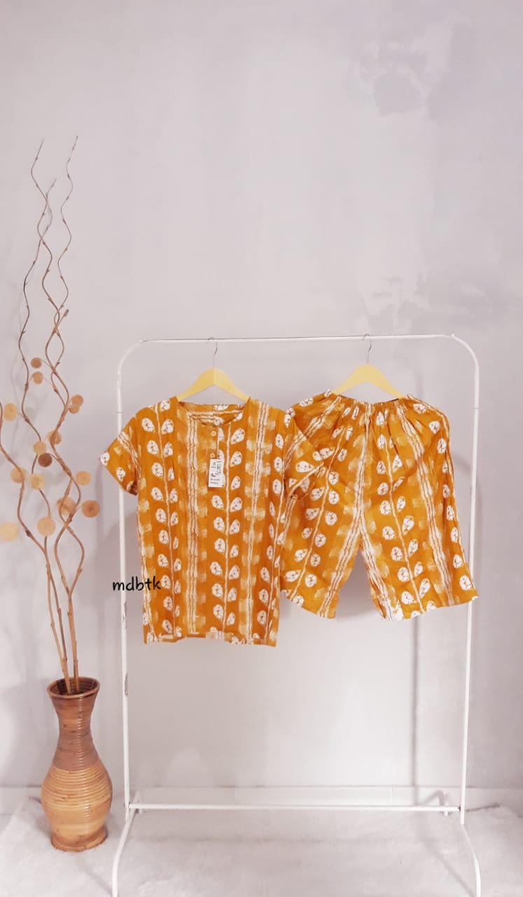 Setelan Batik Celana Pendek Baju Tidur Adem Bahan Rayon Grosir Seri Warna (isi 5)