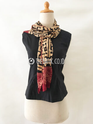 Mini Batik Scarf Draping Antik Motif Brown Cream Maroon Gift Merchandise