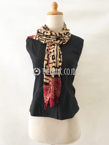 Mini Batik Scarf Draping Antik Motif Brown Cream Maroon Gift Merchandise