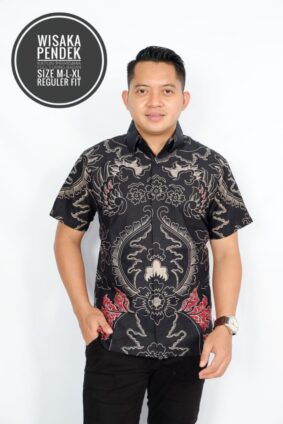 Model Baju Seragam Batik Hem Pendek (Bisa Dibuat Blouse) Motif Klasik Hitam