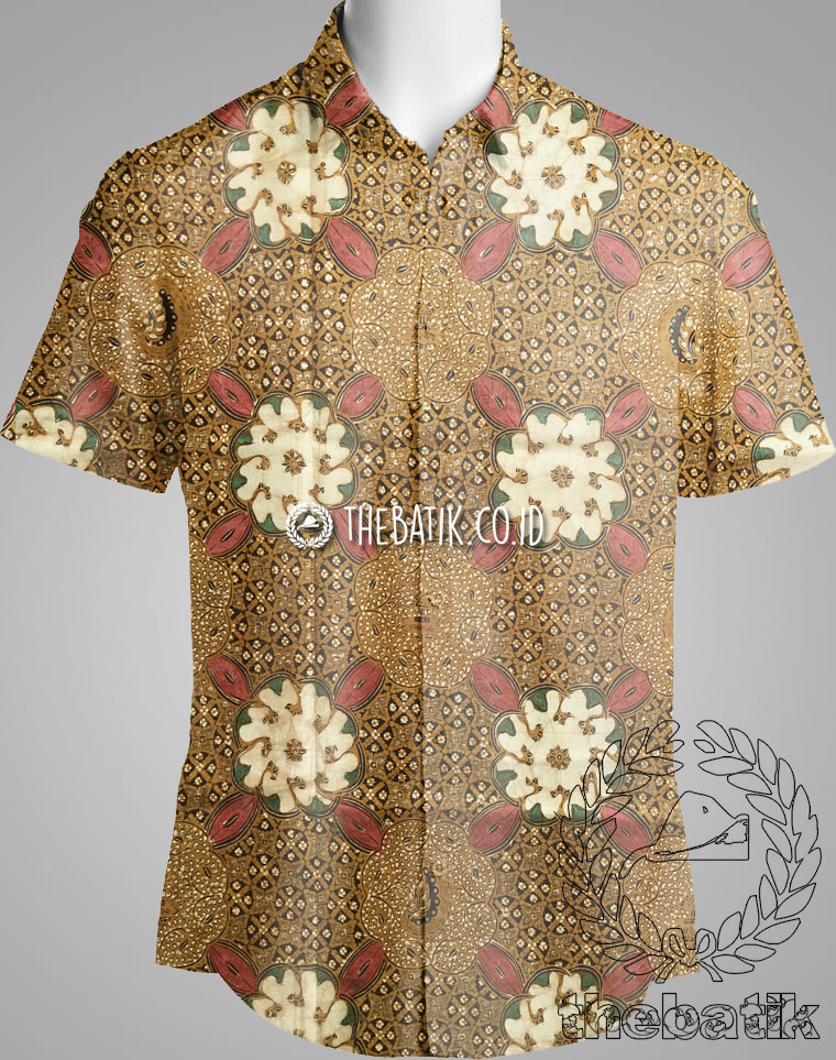 Kain Batik Jawa Klasik Sogan Solo Semi Tulis Motif Ceplok Coletan