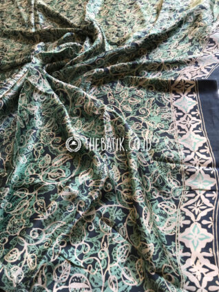 Kain Bahan Baju Batik Sutra Modern Warna Hijau Toska Navy Dongker
