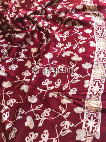 Kain Bahan Baju Batik Sutra Modern Warna Merah Hati Marun