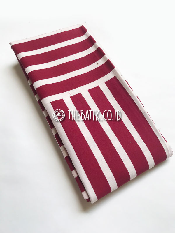 Hand Stamped Batik Cap Motif Anyaman Besek Merah Hati Maroon