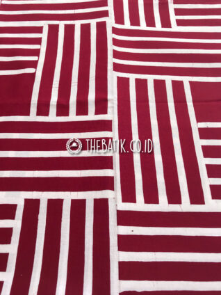 Hand Stamped Batik Cap Motif Anyaman Besek Merah Hati Maroon