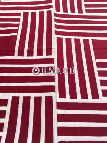 Hand Stamped Batik Cap Motif Anyaman Besek Merah Hati Maroon