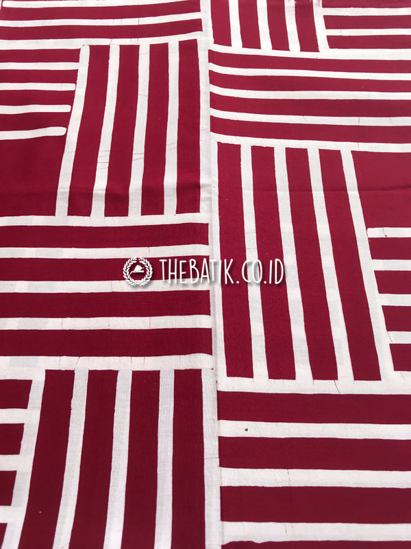 Hand Stamped Batik Cap Motif Anyaman Besek Merah Hati Maroon