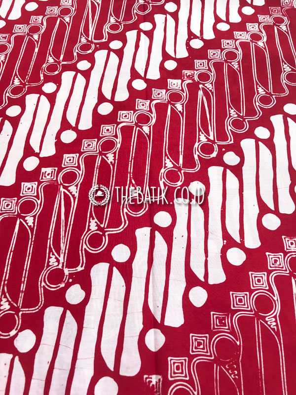 Hand Stamped Batik Cap Motif Parang Barong Seling Merah