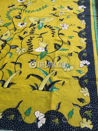 Kain Bahan Baju Batik Tulis Pesisir Motif Buket Floral Kupu Kuning