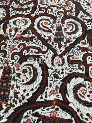 Kain Bahan Baju Batik Tulis Pesisir Motif Sogan Coklat Modern Latar Putih