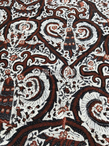 Kain Bahan Baju Batik Tulis Pesisir Motif Sogan Coklat Modern Latar Putih