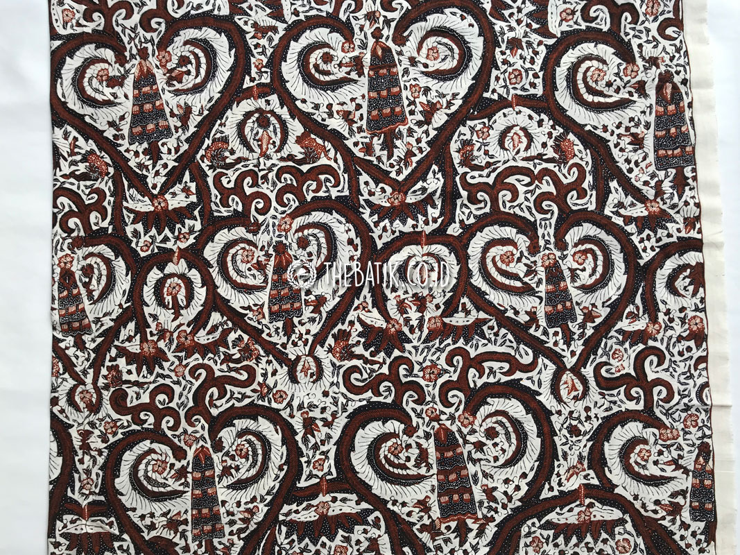 Kain Bahan Baju Batik Tulis Pesisir Motif Sogan Coklat Modern Latar Putih