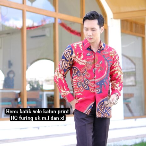 Baju Batik untuk Seragam Kantor / Seragam Kerja Perusahaan Motif Modern Warna Merah