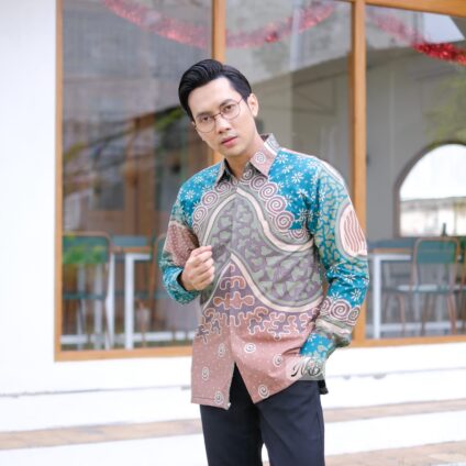 Baju Seragam Batik Kantor Modern Perusahaan Kemeja Kerja Panjang Resmi Kontemporer