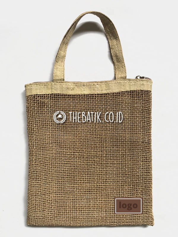 Natural Fiber Beige Tote Bag Handwoven Indonesia Tas Totebag Serat Alami Souvenir Event Unik