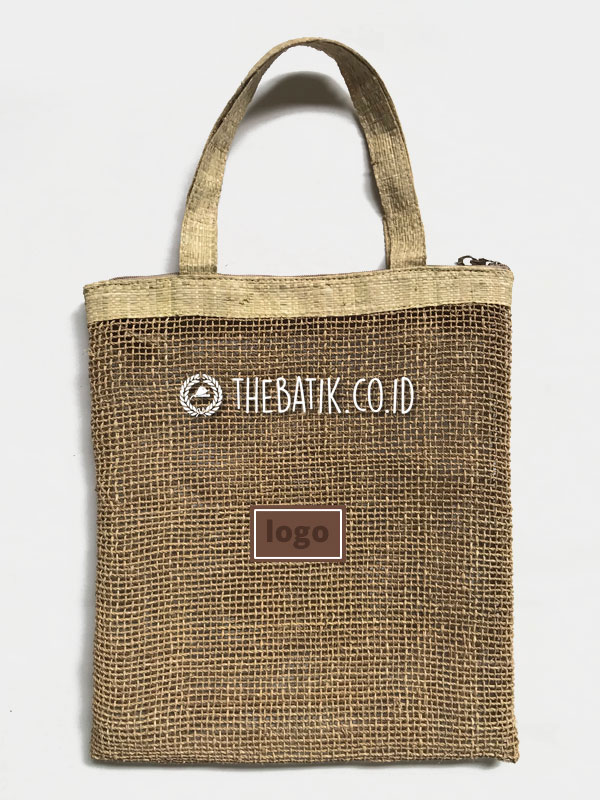 Natural Fiber Beige Tote Bag Handwoven Indonesia Tas Totebag Serat Alami Souvenir Event Unik