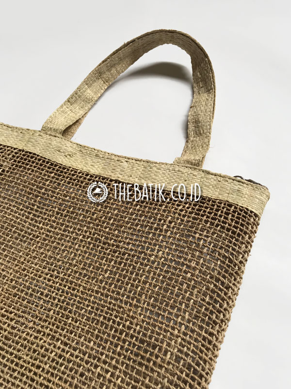 Natural Fiber Beige Tote Bag Handwoven Indonesia Tas Totebag Serat Alami Souvenir Event Unik