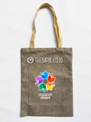 (Ready Stock) Tote Bag Seminar Kit Unik Bahan Tas Goni Saku Depan