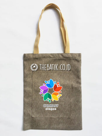 (Ready Stock) Tote Bag Seminar Kit Unik Bahan Tas Goni Saku Depan
