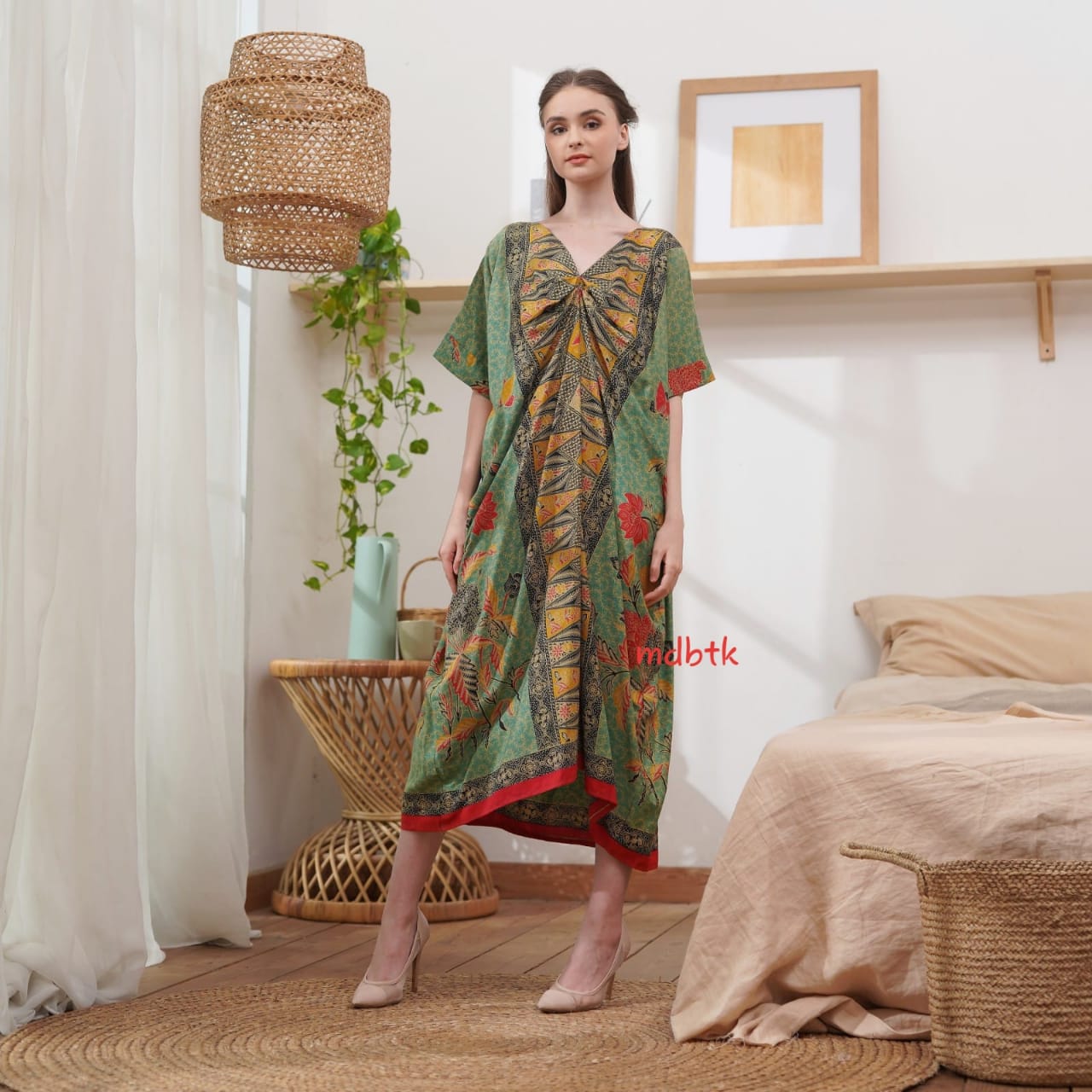 Baju Homedress Kaftan Batik Semerbak Kerah Oblong Bahan Rayon Premium (isi 5)