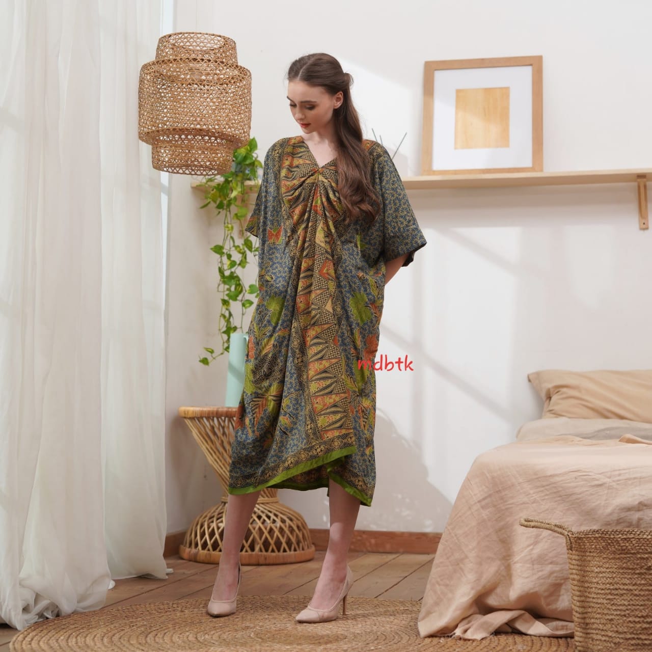 Baju Homedress Kaftan Batik Semerbak Kerah Oblong Bahan Rayon Premium (isi 5)